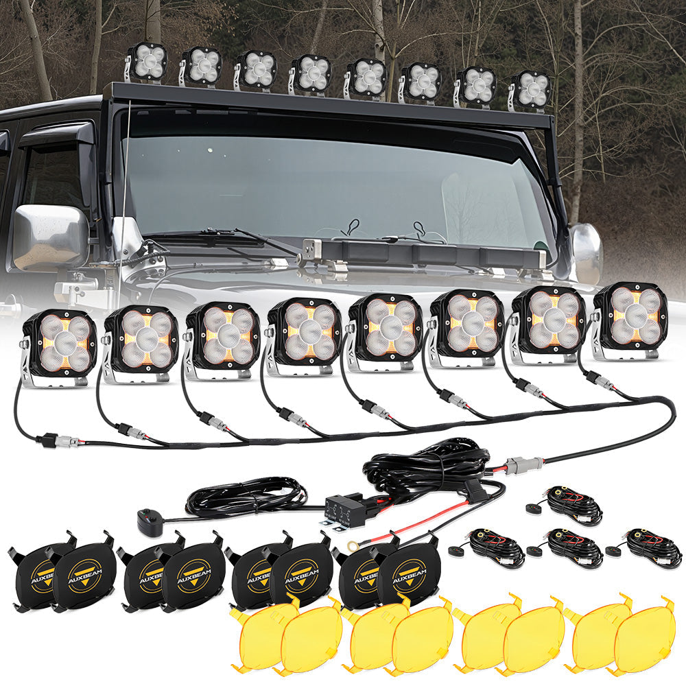 XP-ULTRA Series 4.5 Inch Flood Beam LED Pod Lights Off Road Lights with Amber DRL