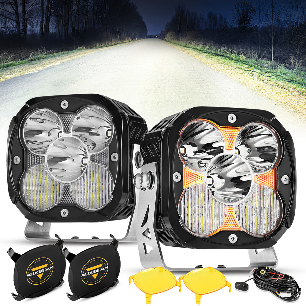 XP-ULTRA Series 4.5 Inch LED Pod Lights Off Road Lights with Amber DRL