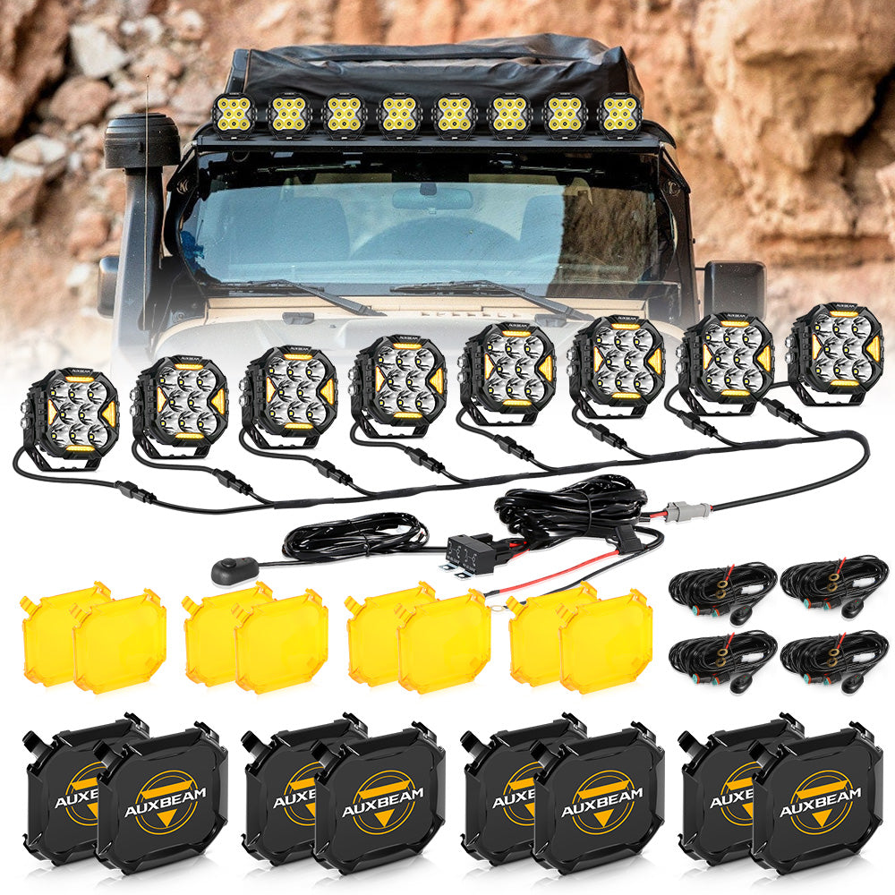 CUBE-Z Series 4 Inch LED Pod Lights Off Road Lights with White DRL & Amber Turn Signal Lights