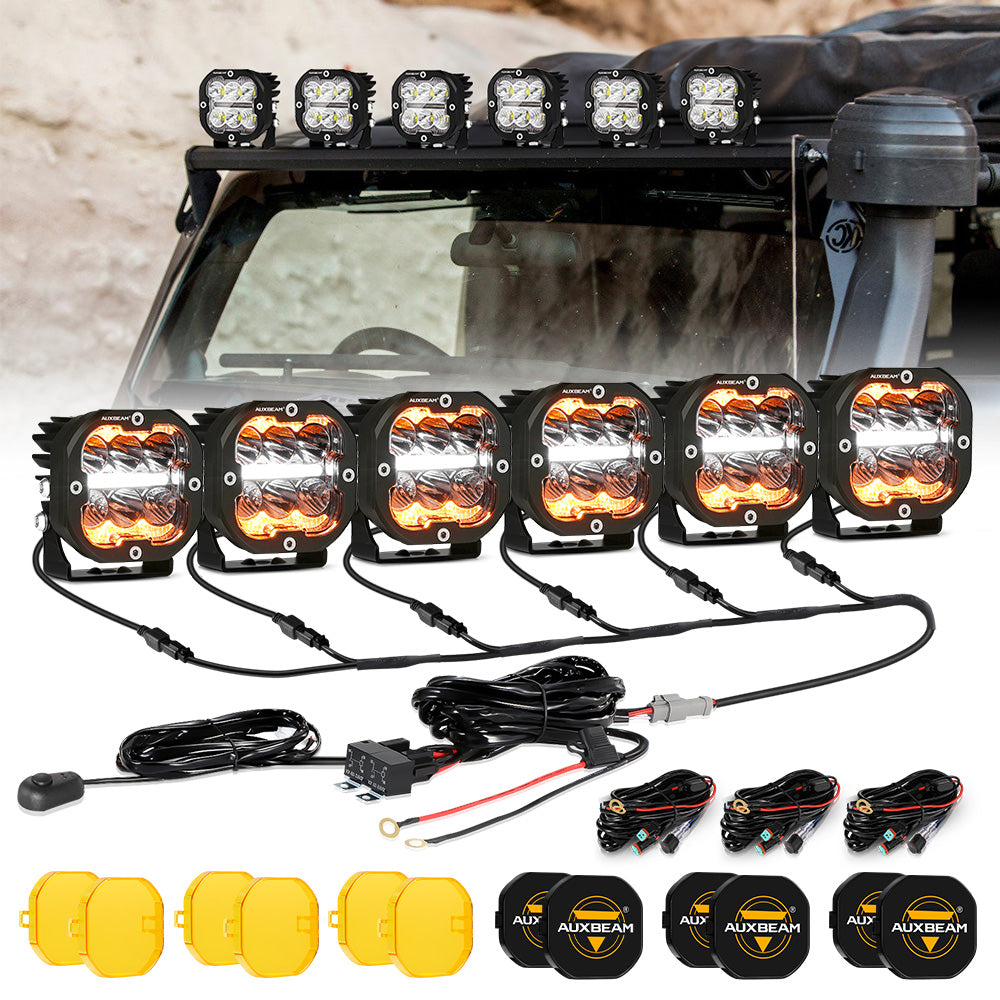 XP-ULTRA Series 3 Inch 84W LED Combo Pod Light Off Road Lights with White DRL&Amber Turn Signal Light