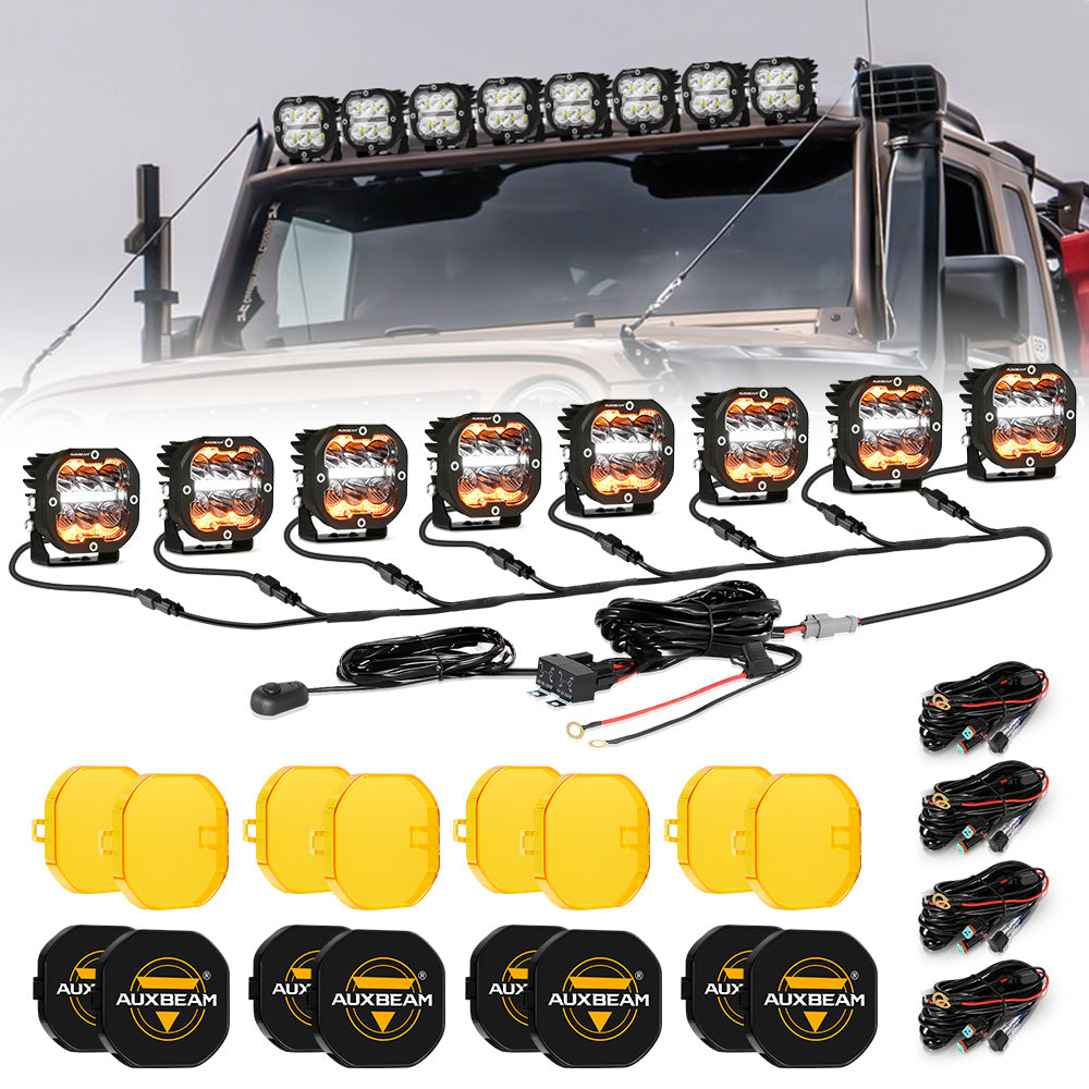 XP-ULTRA Series 3 Inch 84W LED Combo Pod Light Off Road Lights with White DRL&Amber Turn Signal Light