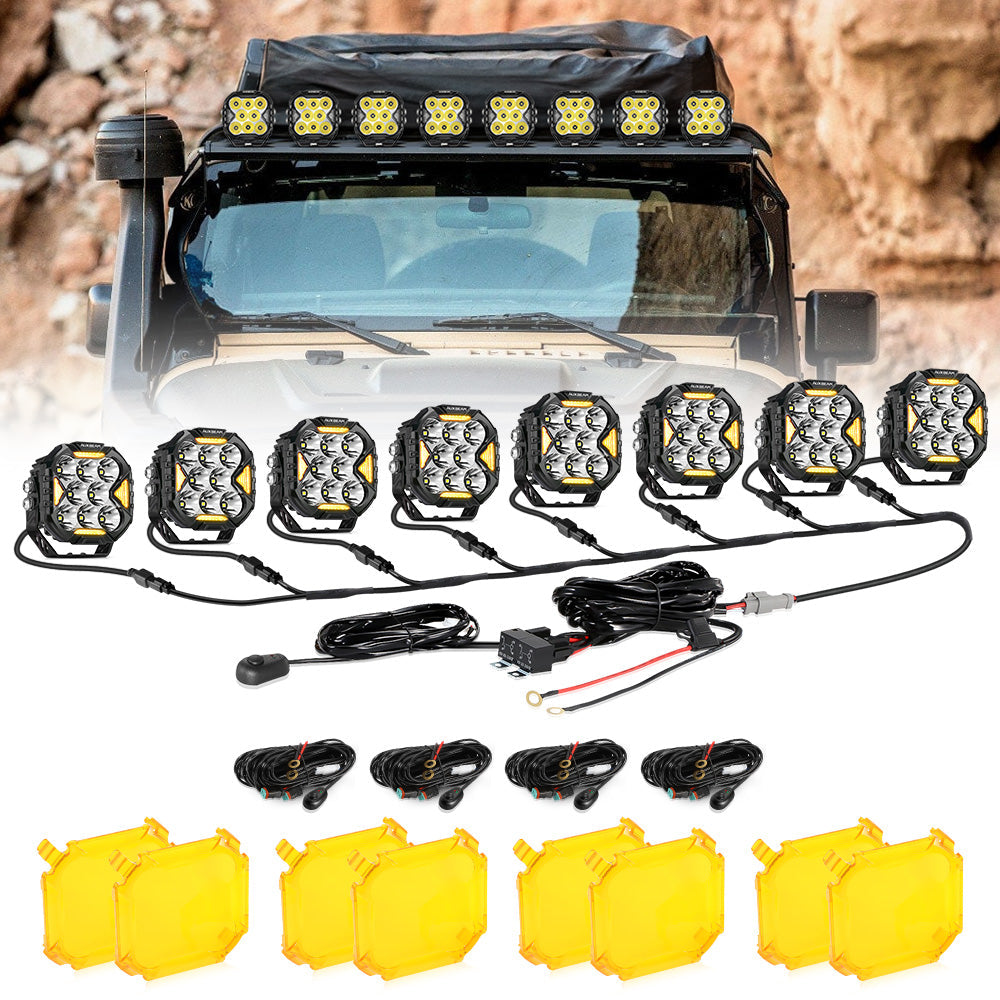 CUBE-Z Series 4 Inch LED Pod Lights Off Road Lights with White DRL & Amber Turn Signal Lights