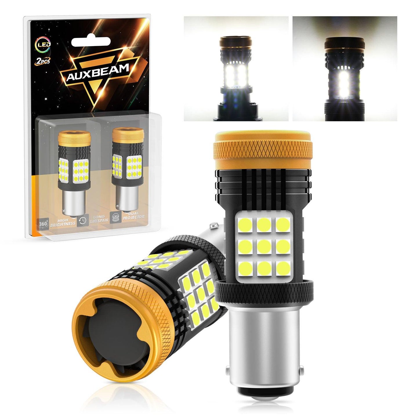 (2pcs/set) 🆕1157 BAY15D 1156 BA15S BAU15S  White Amber Red Canbus Error Free No Hyper Flash LED Turn Signal DRL Brake Light Tail Light Reversing Light Bulbs Fan Cooling