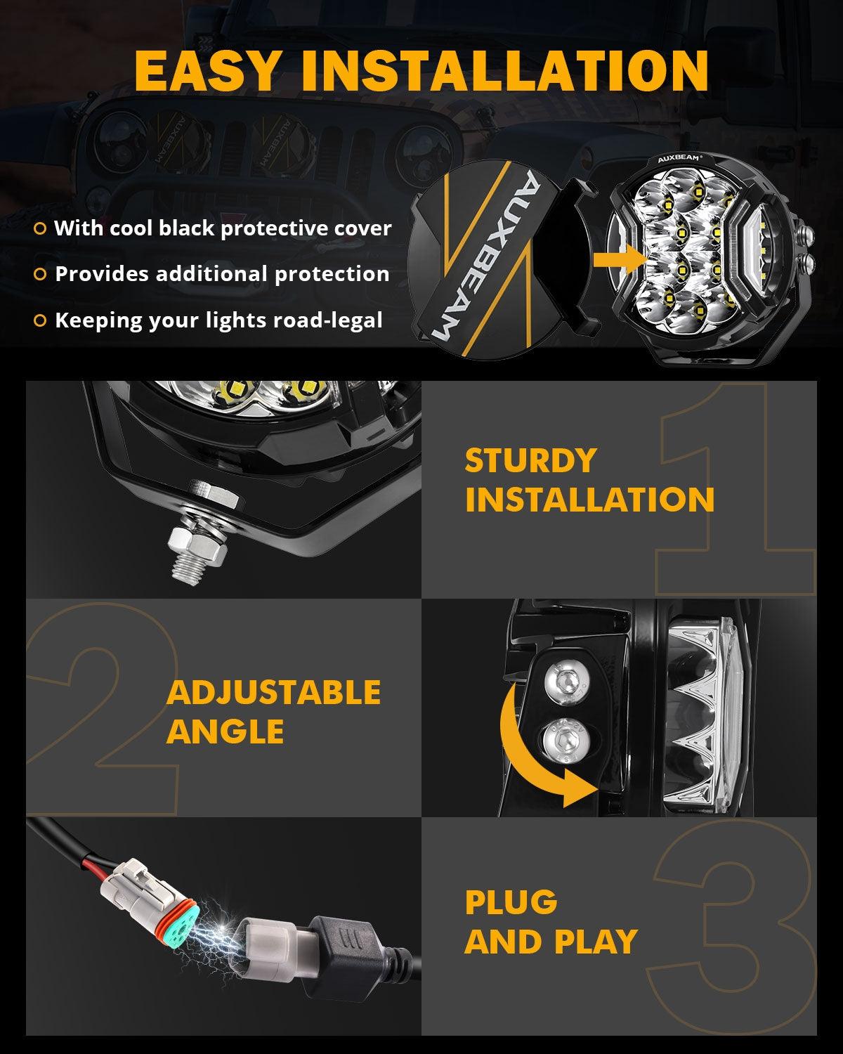V-ULTRA Series 6/8 Pcs 5 Inch 172W LED Side Shooter Amber DRL with Power Harness