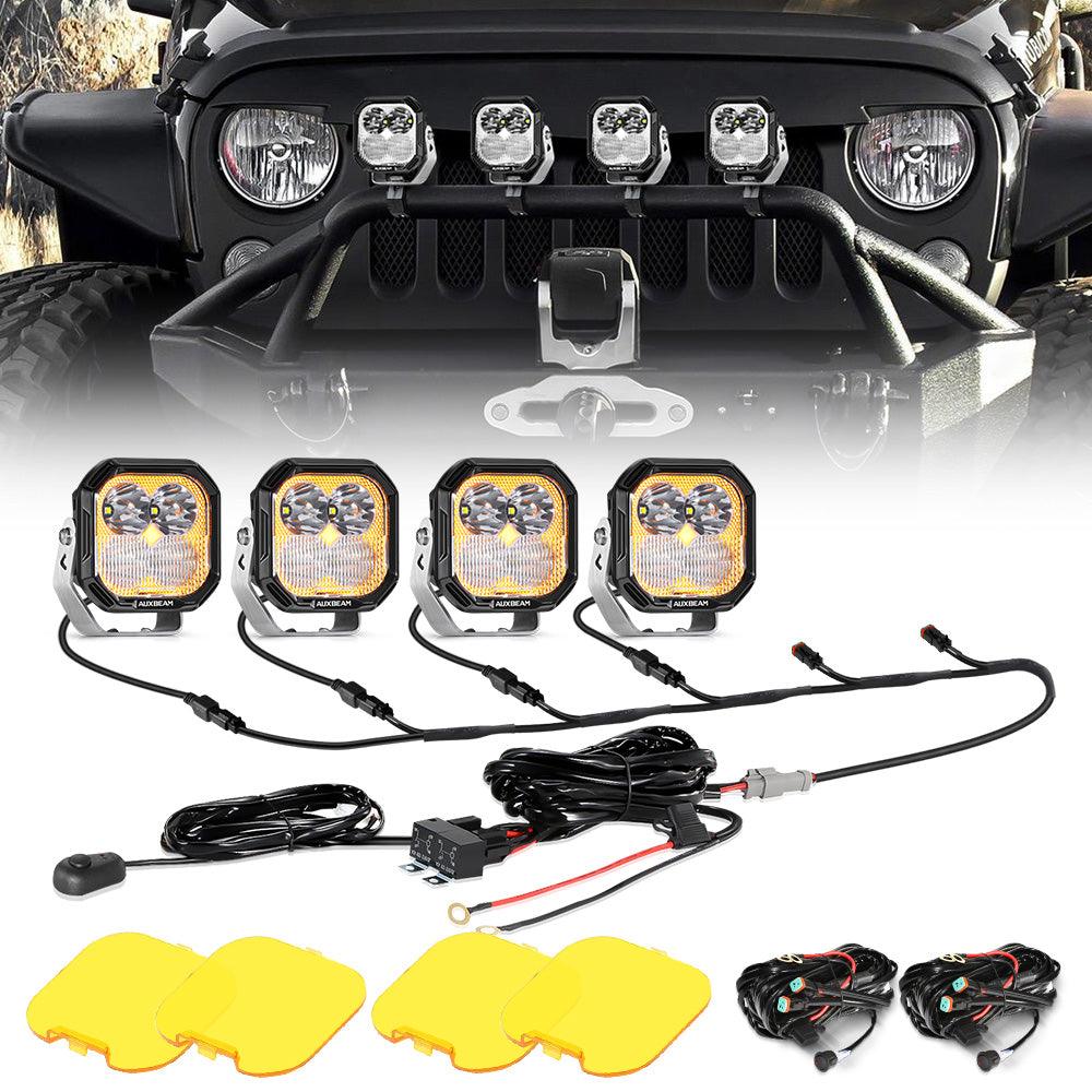 Color Play Series 3 Inch 100W Combo LED Pod Lights Off Road Lights with White DRL & Amber Turn Signal Lights