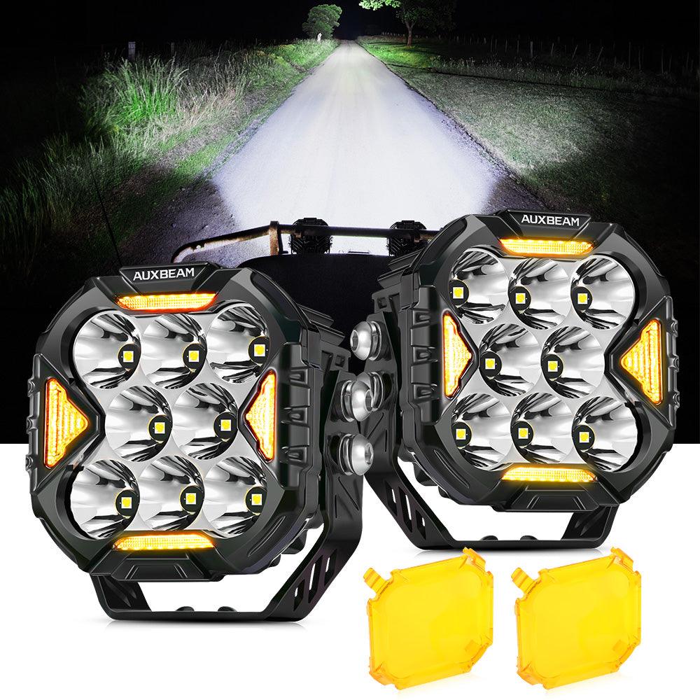 CUBE-Z Series 4 Inch LED Pod Lights Off Road Lights with White DRL & Amber Turn Signal Lights