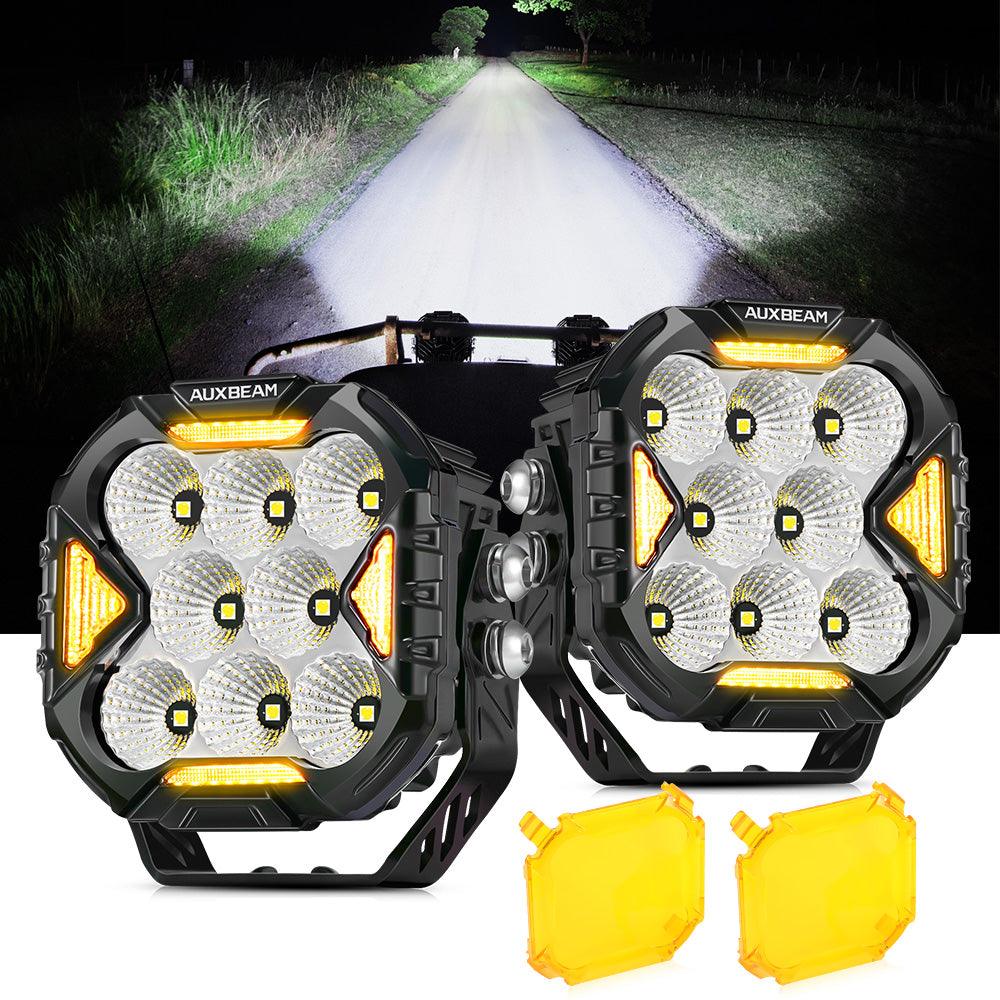 CUBE-Z Series 4 Inch LED Pod Lights Off Road Lights with White DRL & Amber Turn Signal Lights