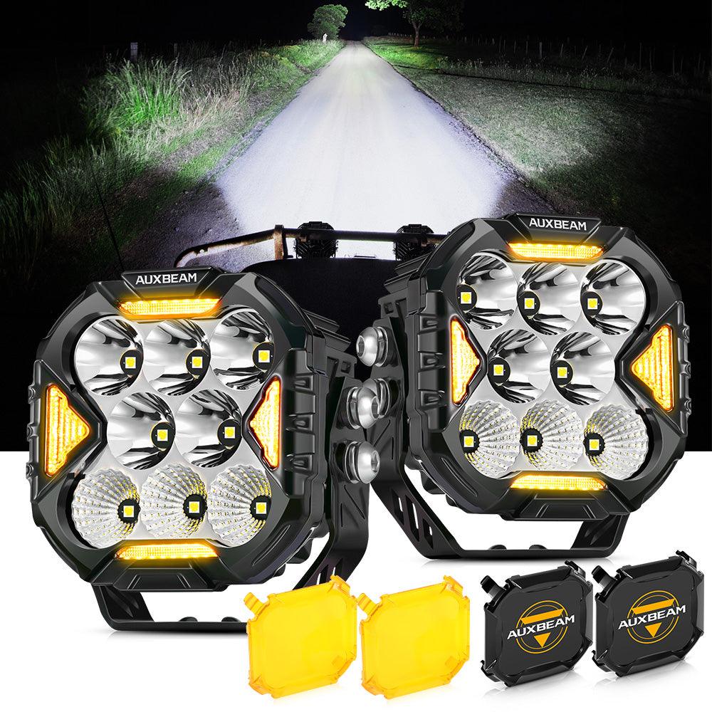 CUBE-Z Series 4 Inch LED Pod Lights Off Road Lights with White DRL & Amber Turn Signal Lights