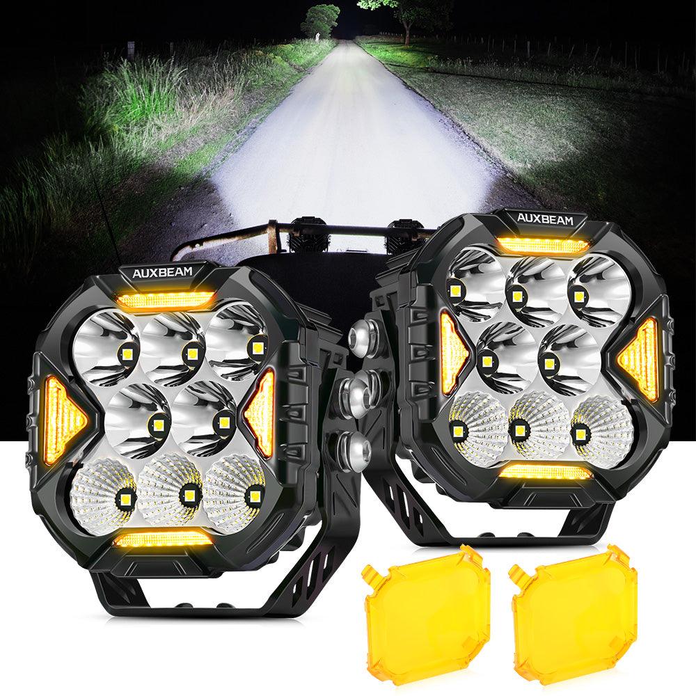 CUBE-Z Series 4 Inch LED Pod Lights Off Road Lights with White DRL & Amber Turn Signal Lights