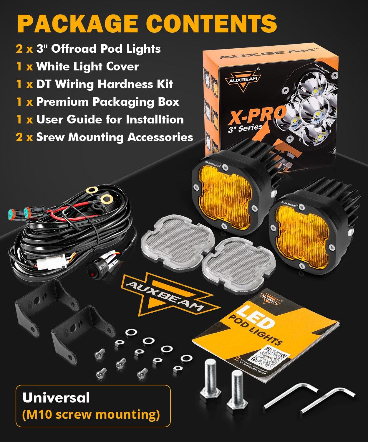 XP-ULTRA Series 3 Inch 80W Flood Beam LED Pods Amber&White Offroad Lights