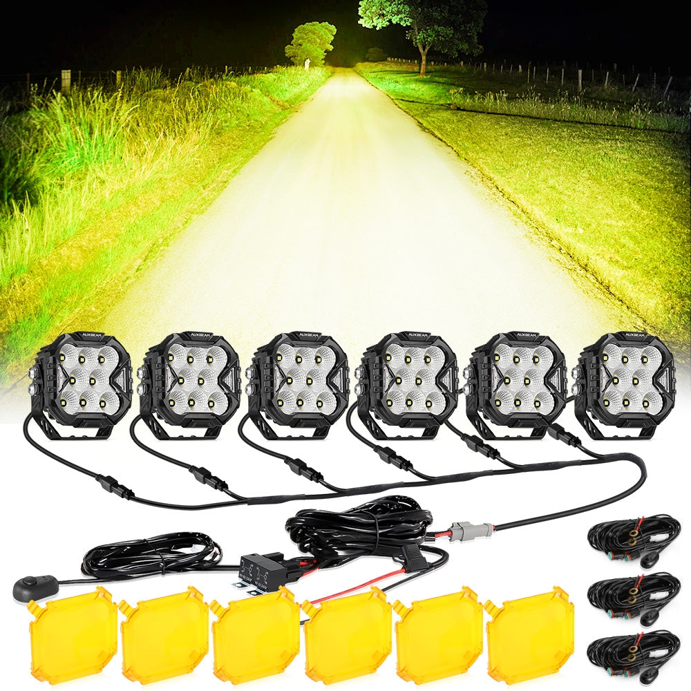 CUBE-Z Series 4 Inch LED Pod Lights Off Road Lights with White DRL & Amber Turn Signal Lights