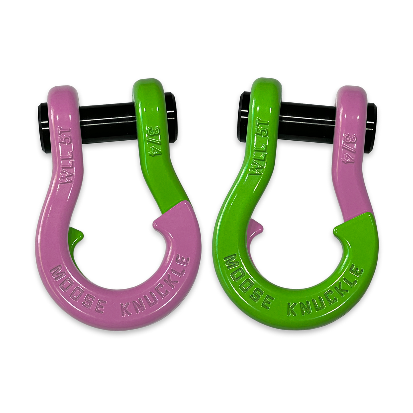 Jowl D-Ring Tow Recovery Shackle (Pretty Pink and Sublime Green Combo)
