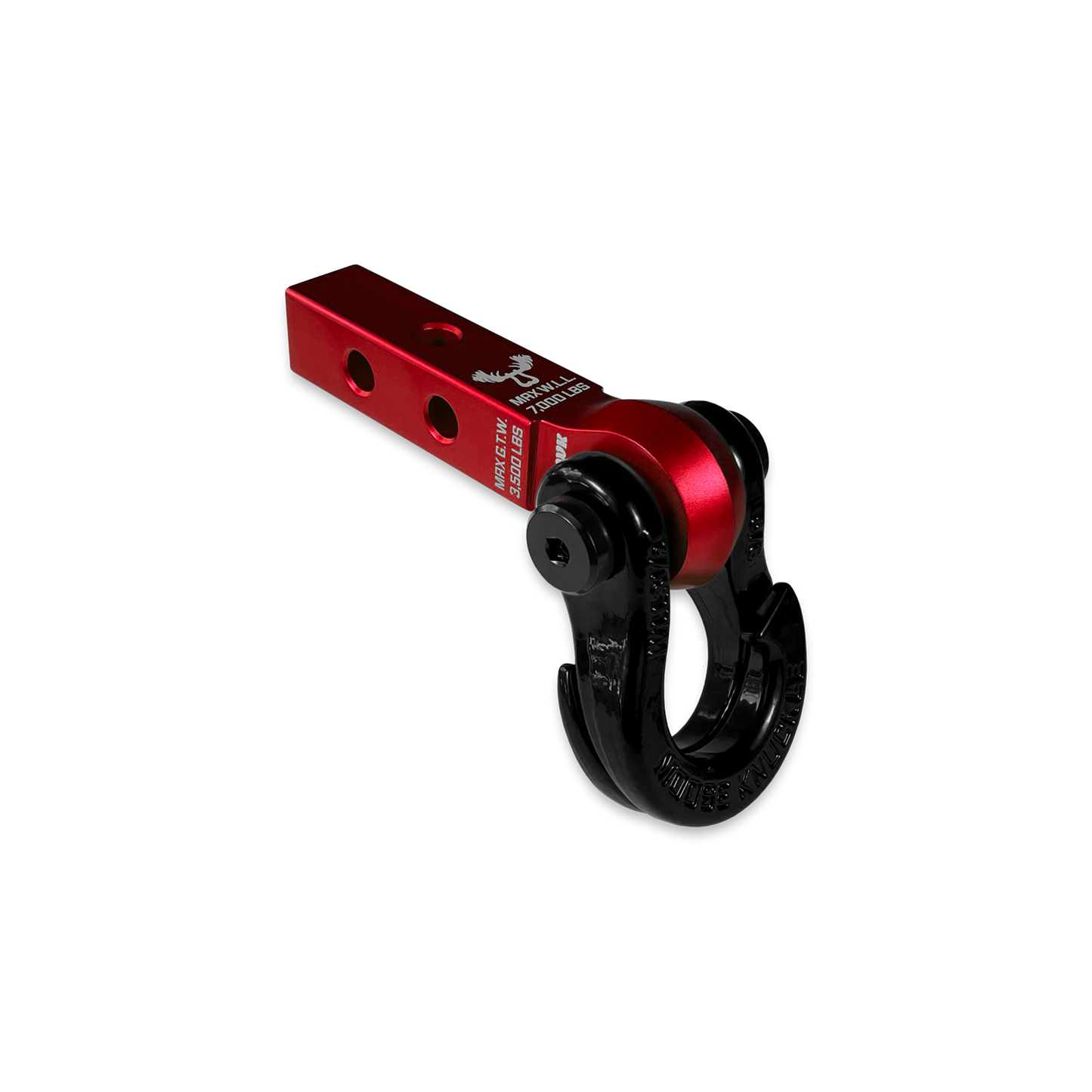 Jowl 5/8 Split Shackle & 1.25 Receiver (Red Rum and Black Hole) Left