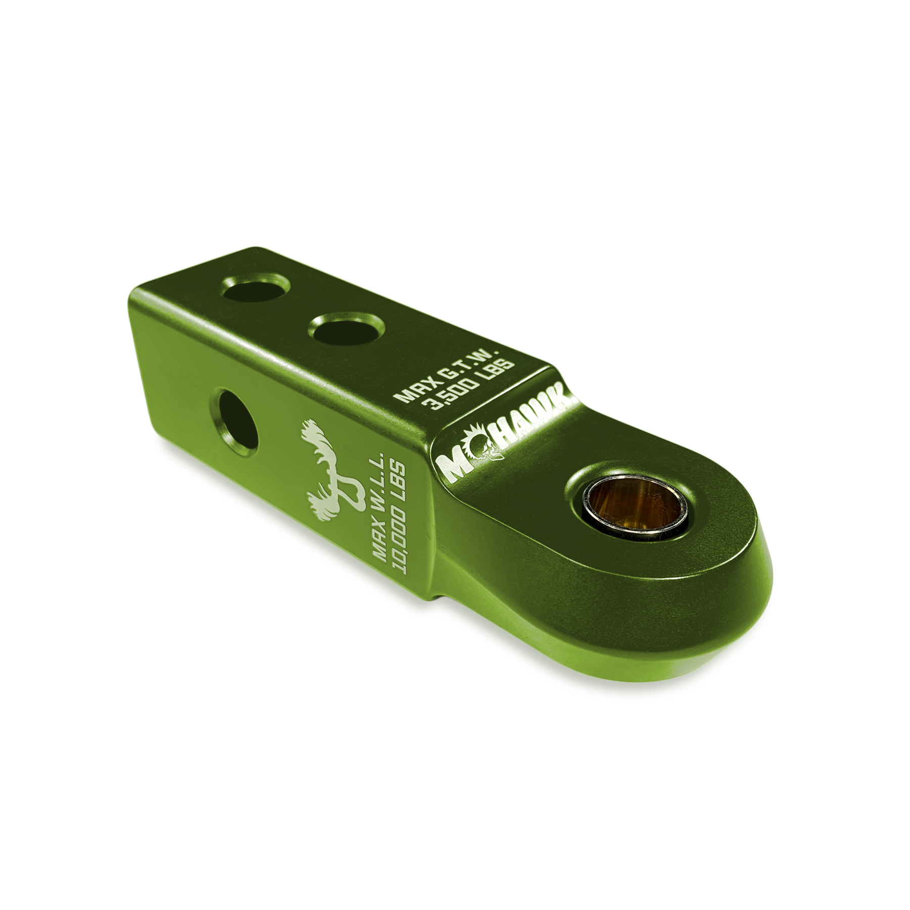Bean Green Moose Knuckle Offroad Mohawk 2.0 Combination D-Ring Shackle Receiver and Ball Hitch Receiver for Soft Shackles, 3/4" Shackles and Closed Loop Vehicle Recovery