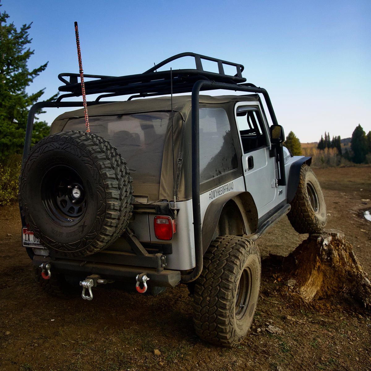 Glavanized Off-road Recovery shackle on a Jeep rear bumper