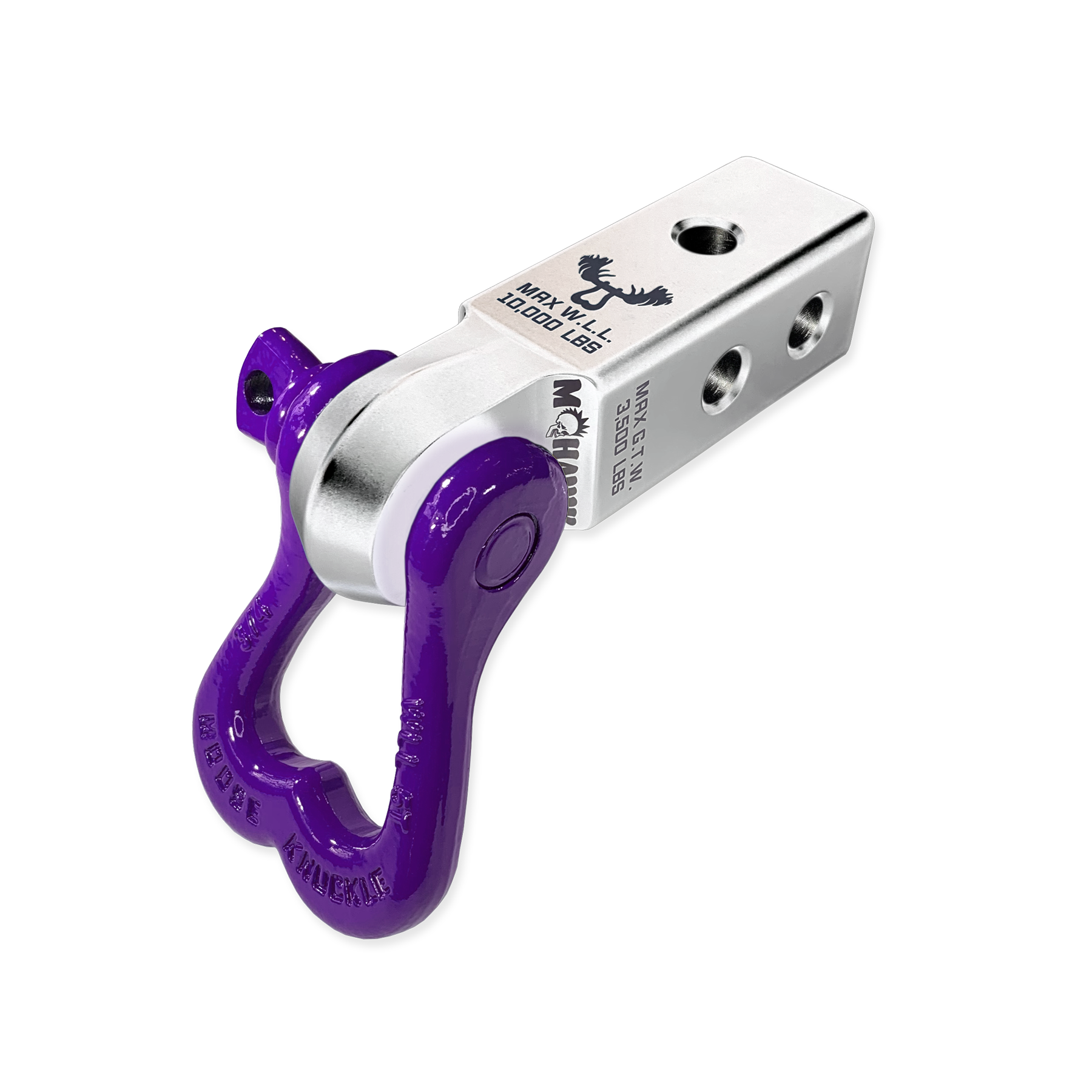 Atomic Silver Soft Shackle Hitch Receiver Purple Grape Escape D-Ring